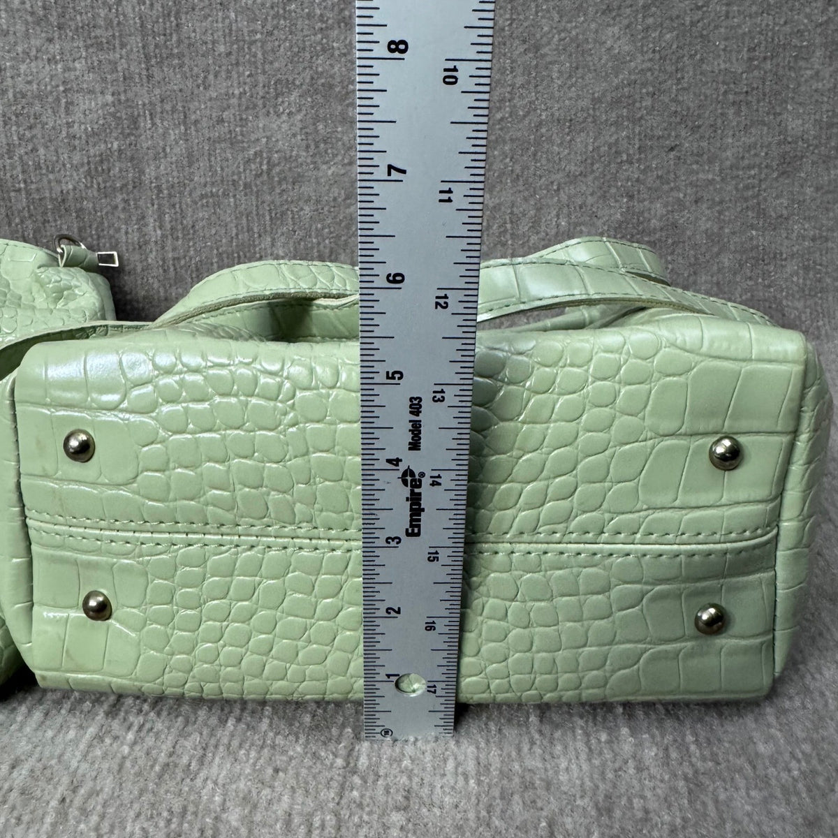 Sage Green Croc Embossed 3 PC Synthetic Purse Set Bucket Bag Crossbody Wallet