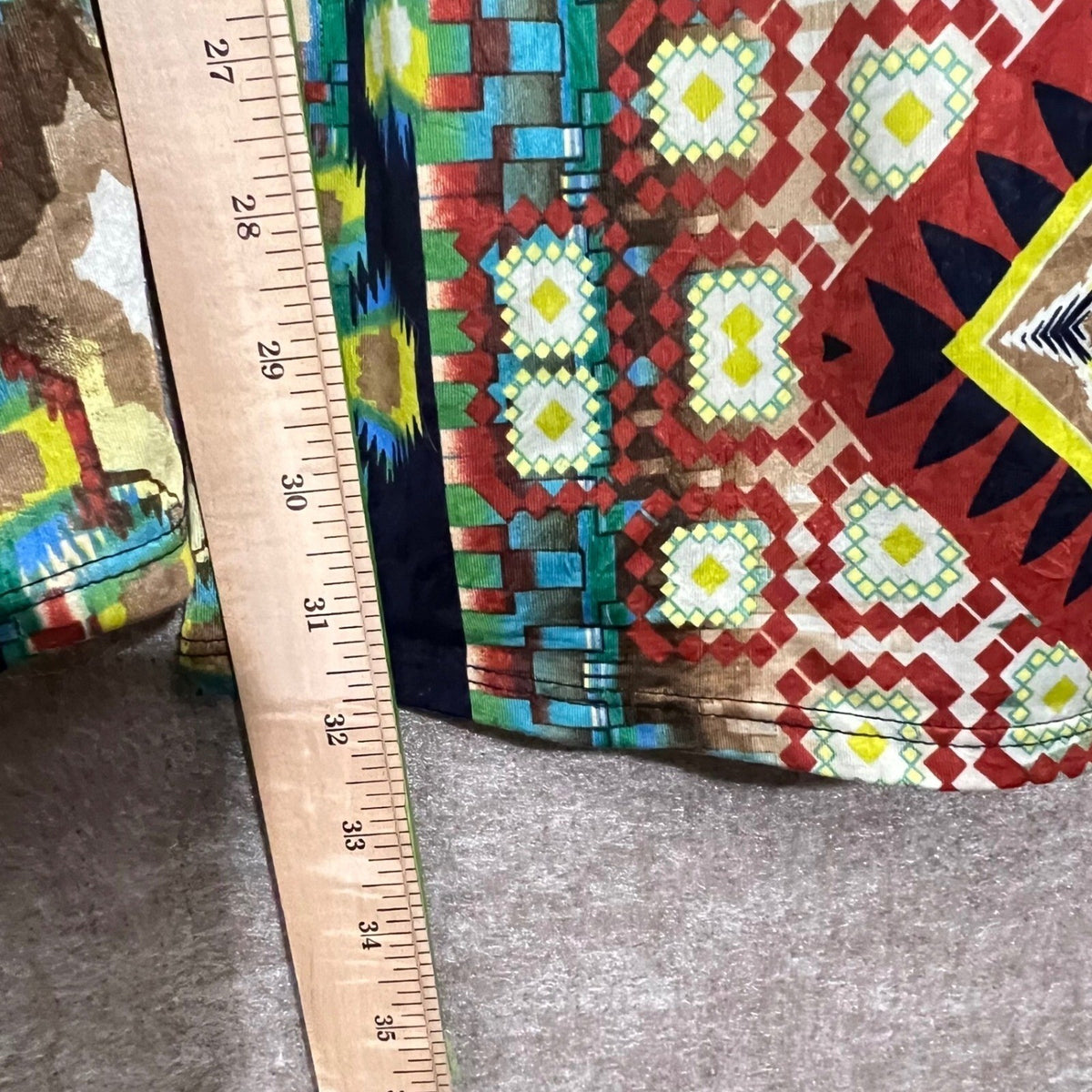 Resort Geometric Tribal Dopamine Print Pants Womens Large Stretch Boho Trippy