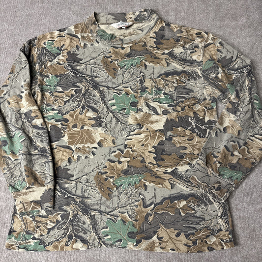 Vintage Hunting Shirt Men Large Brown Advantage Camo USA Red Head Outdoor Pocket