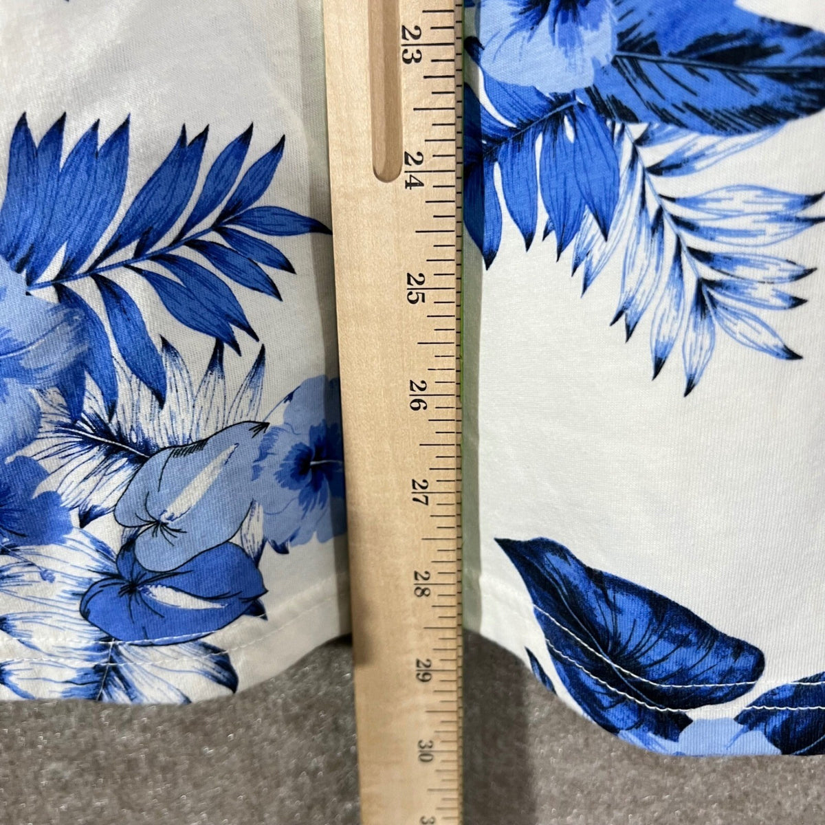 Place Floral Polo Shirt Mens XXL Blue White Tropical Hibiscus Boho