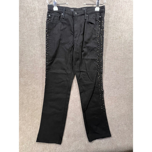 AG Adriano Goldschmied Black Studded Straight Leg Jeans Women's Size 29