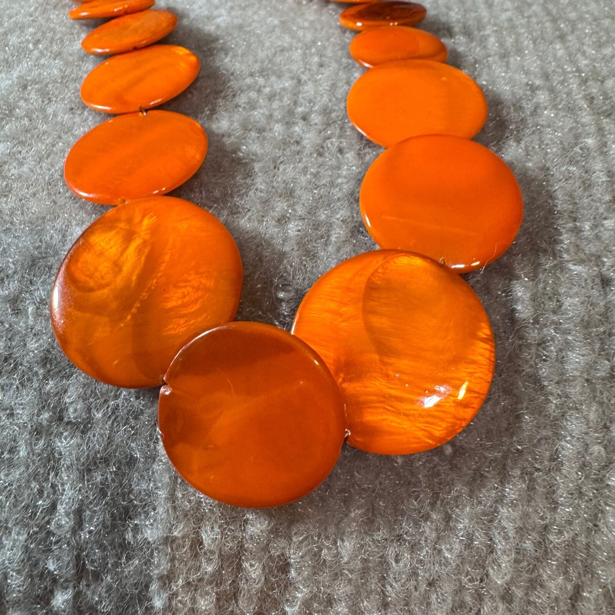 Orange Faux Shell Disc Statement Necklace Women OS Mod Retro Mid Century Bold