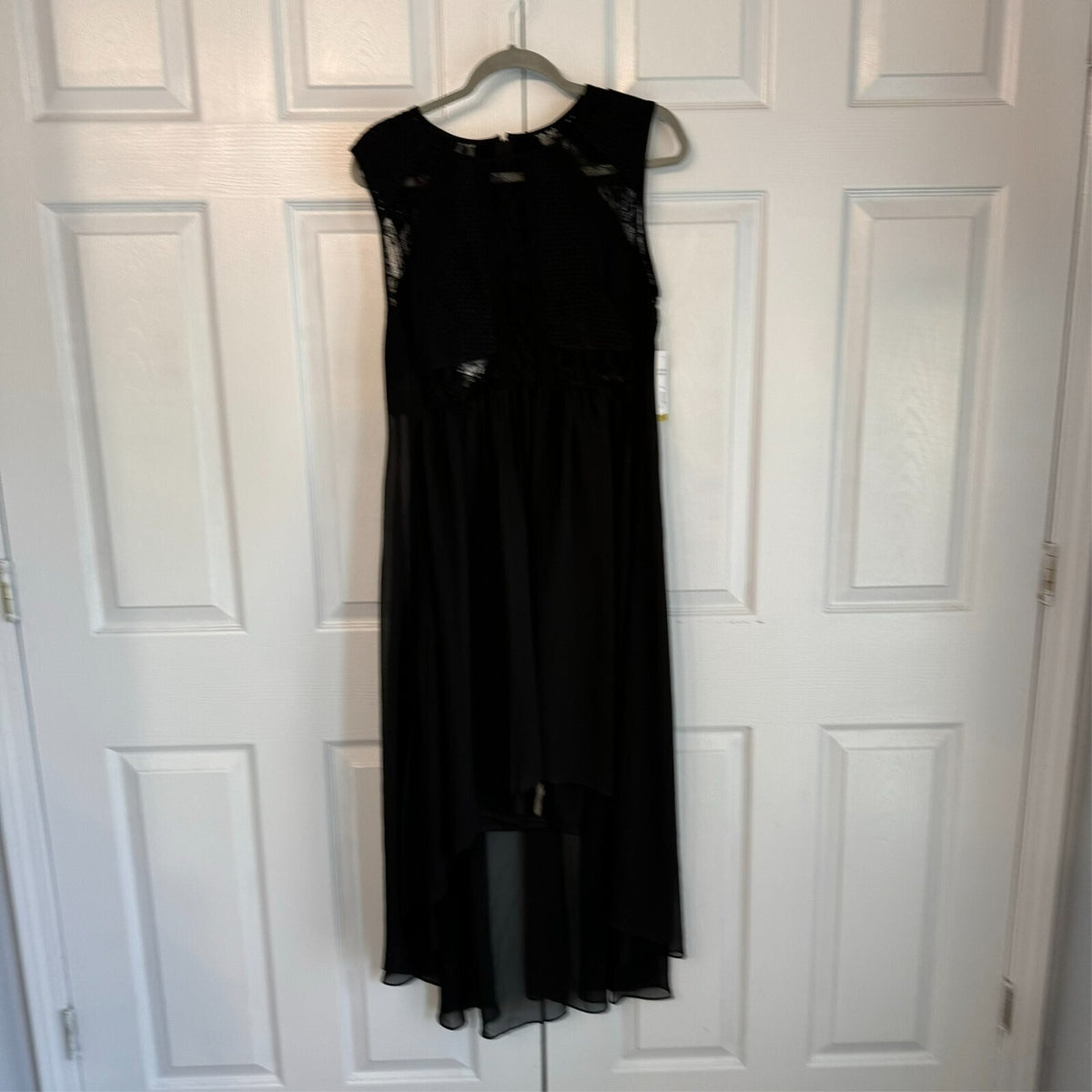NWT Julia Jordan Sz 14 Black Sheer High Low Halter Sleeveless Chiffon Crochet