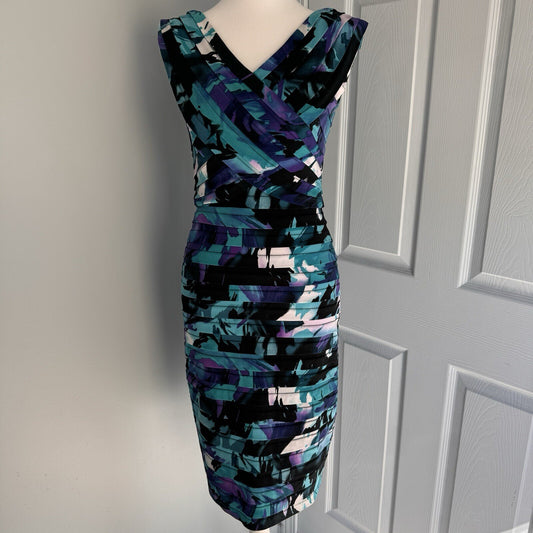 Adrianna Papell Sz 4 Structured Bandage Dress Crossover Sleeveless SEE DESC