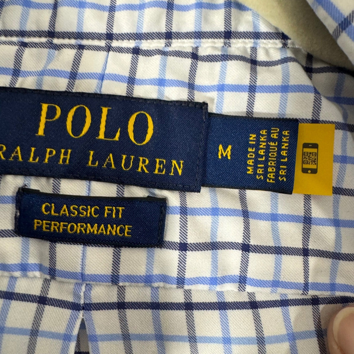 Polo Ralph Lauren Button Down Shirt Mens M Blue Plaid Classic Fit Performance