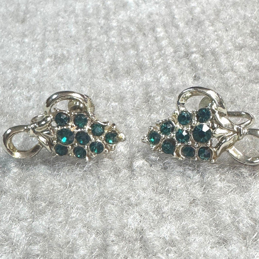 Vintage Unbranded Clip On Earrings Womens OS Emerald Green Rhinestone Gold Tone