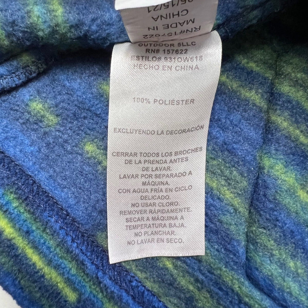 Eddie Bauer Kids L Fleece Jacket Full Zip Blue Green Patterned