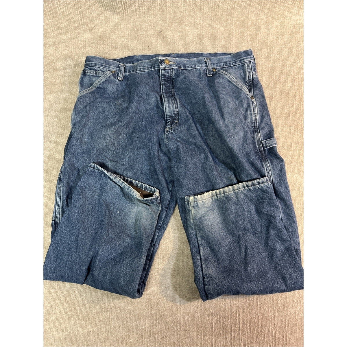 Wrangler Fleece Lined Carpenter Jeans Mens 40x30 Blue Denim Workwear Rugged