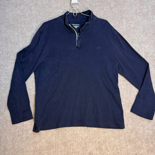 Banana Republic Lg Men's 1/4 Zip Collared Sweatshirt Navy Preppy Cozy Casual