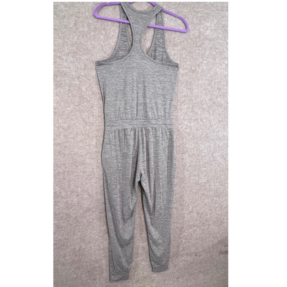 Vuori Lux Jumpsuit Womens Small Heather Gray Racerback Jogger Athleisure