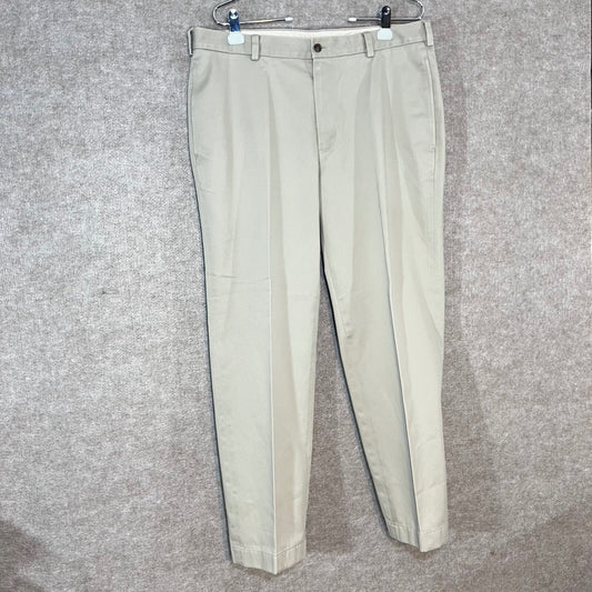 Brooks Brothers Advantage Chino Clark Mens 36x32 Khaki Tan Flat Front Preppy