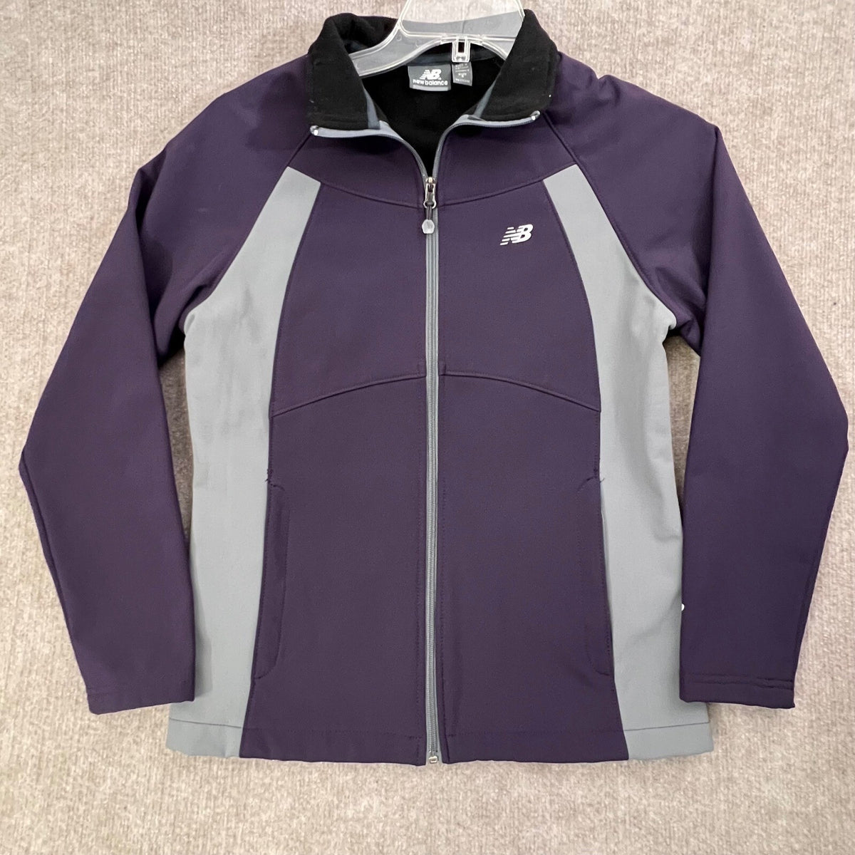 New Balance Womens Full Zip Jacket Purple Gray Athletic Running Small S
