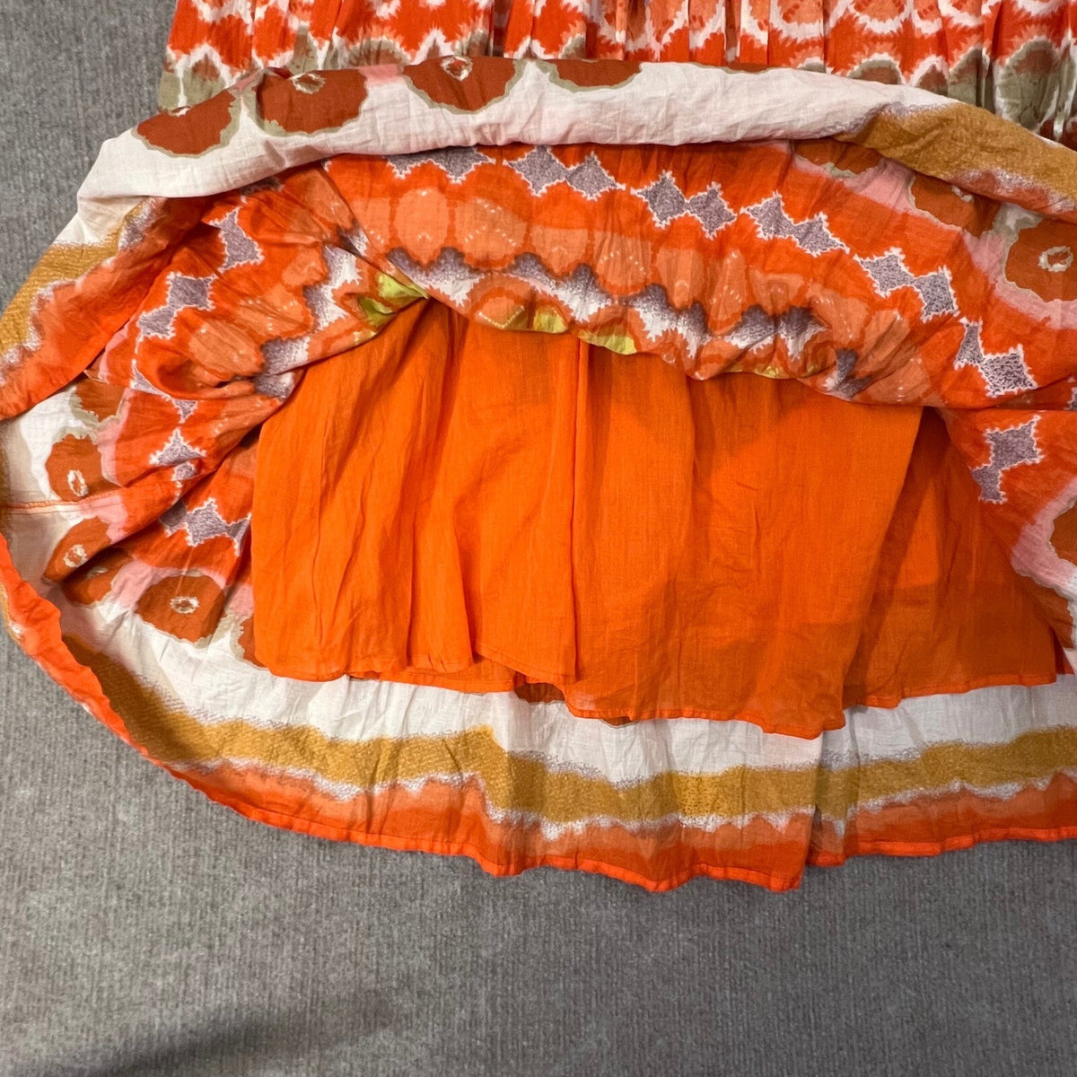 Ashley Stewart Maxi Skirt Womens 18/20 Cotton Boho Bohemian Orange Multicolor