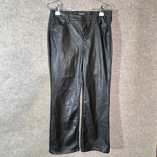 Liverpool Faux Leather Pants Women 6/28 Black Straight Leg Edgy Chic