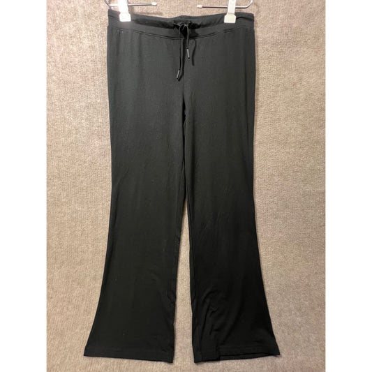 Quince Flowknit Wide Leg Pants Black M Polyester Spandex Drawstring Waist