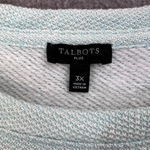Talbots Plus Size 3X Green Puff Sleeve Crew Neck Sweatshirt Top