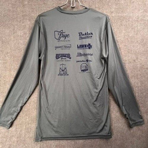 PC United Est 2012 Adult Small Long Sleeve Gray Athletic Shirt Sponsors Logo