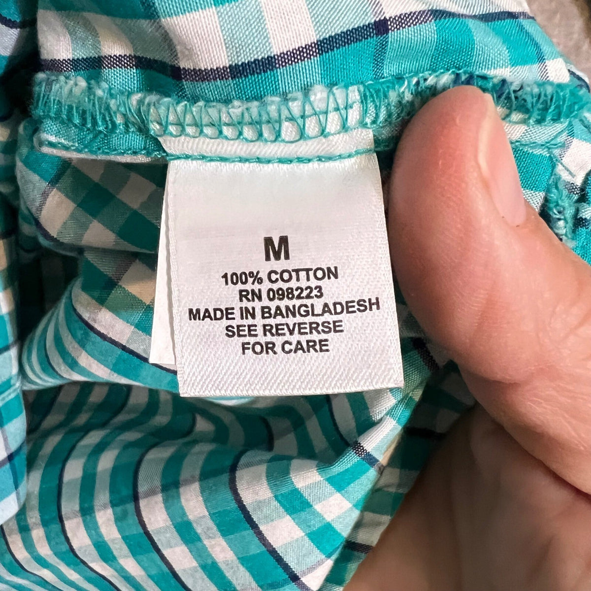 Magellan Outdoors Button Up Shirt Women M Green Gingham Plaid Hiking Gorpcore