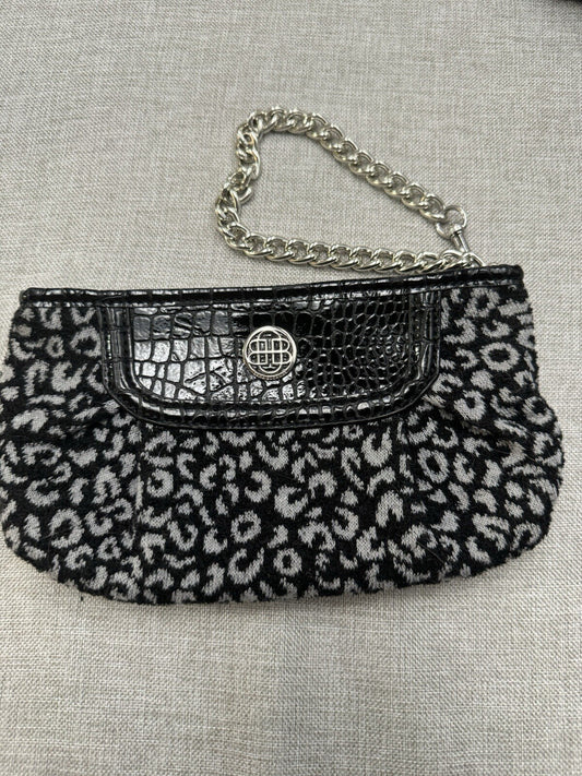 Dana Buchman Small Gray and Black Leopard Print  With Croc Accent Wristlet