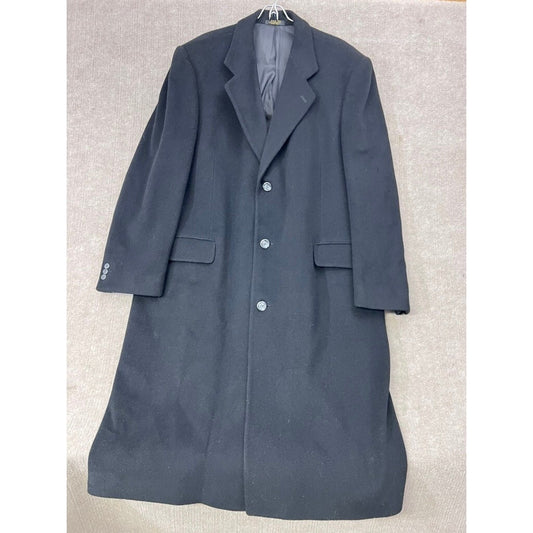 Mark Alexander Black Wool Cashmere Blend 46L Overcoat Men Long Top Coat Classic