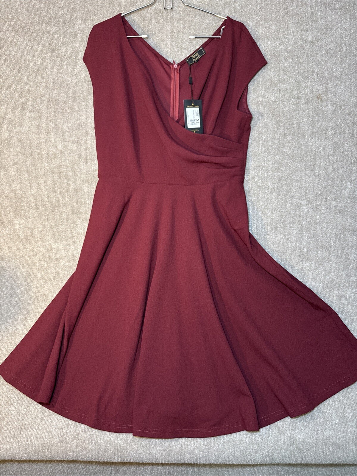Miss May Dress XL Women Faux-Wrap Ruched Cap Sleeve Retro Fit Flare Stretch NWT