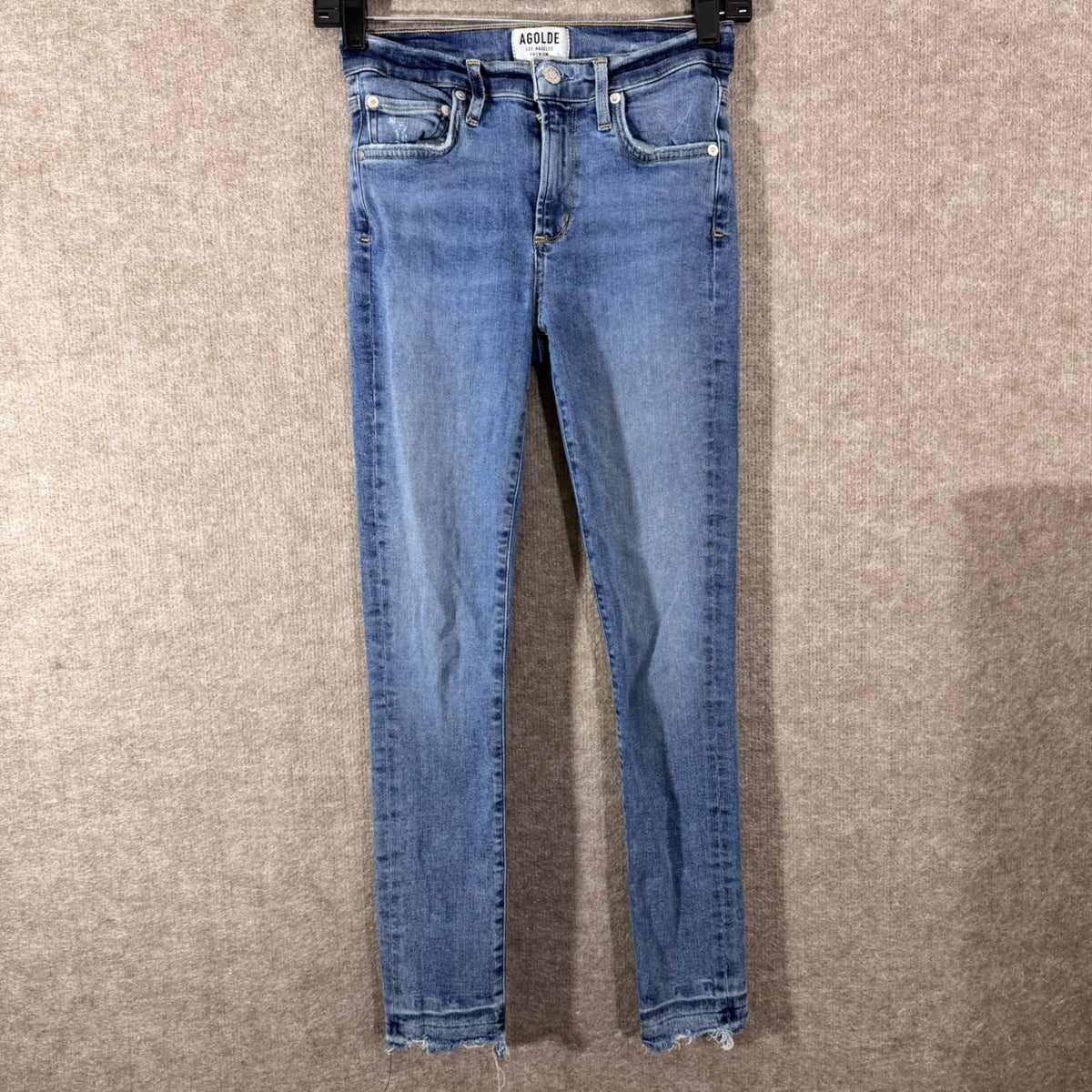AGOLDE Skinny Jeans Womens 24 Blue Raw Hem Stretchy Minimalist