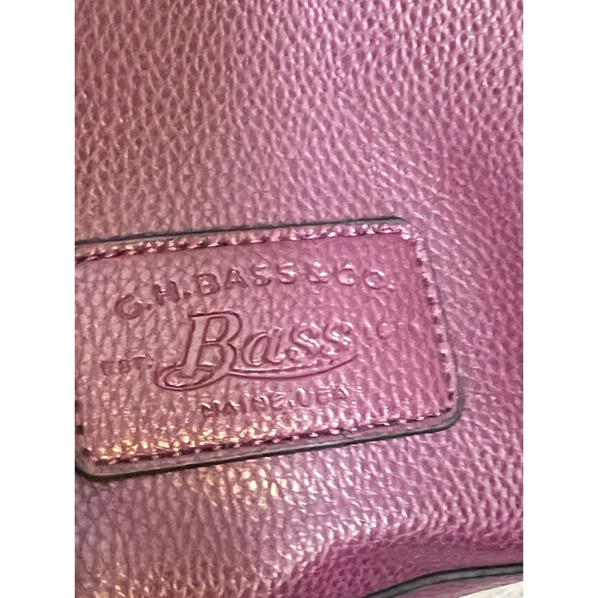 G.H. Bass Tote Bag Womens Burgundy Faux Leather Gold Hardware