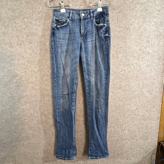 DL1961 Riley Straight Boyfriend Jeans Womens 28 Blue Distressed Denim Casual