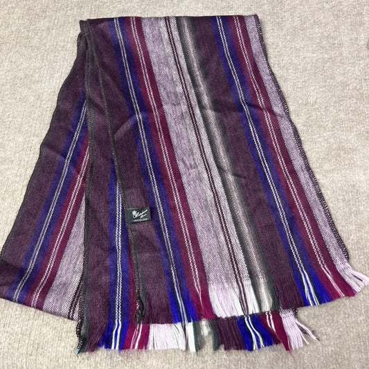 Winterbourne Alpaca Andean Silk Fringe Scarf Purple Lavender Striped Fuzzy 80”