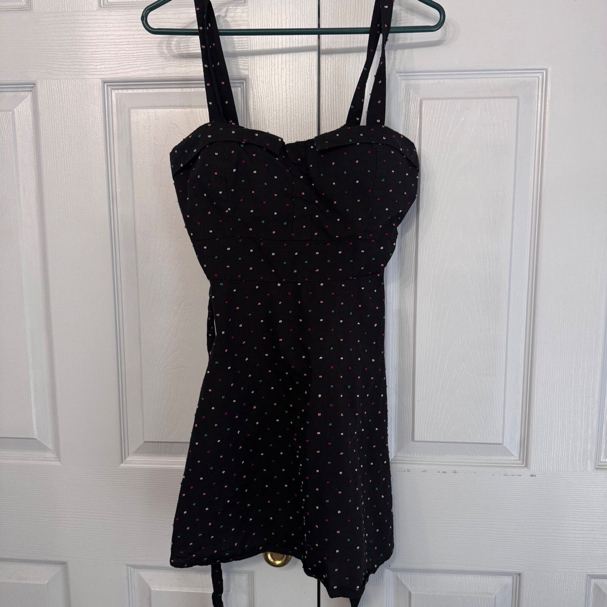 Heart Soul Sun Dress Women Birdseye Dot Sleeveless Sweetheart Indie Summer