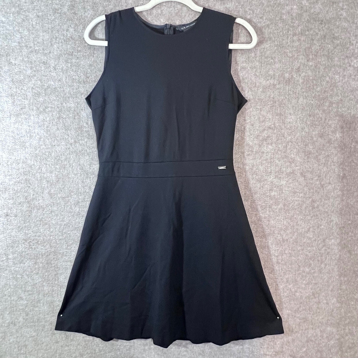Armani Exchange Fit and Flare Dress Womens Medium Black Sleeveless Minimalist