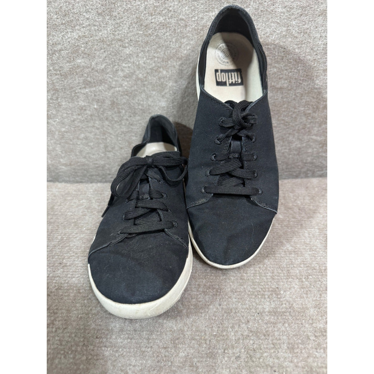 FitFlop Canvas Sneakers Women 9 Black Anatomicush Comfort Casual Minimalist