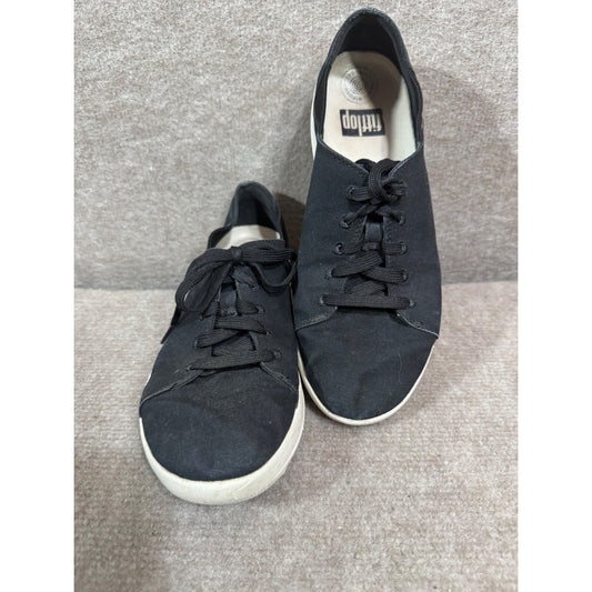 FitFlop Canvas Sneakers Women 9 Black Anatomicush Comfort Casual Minimalist