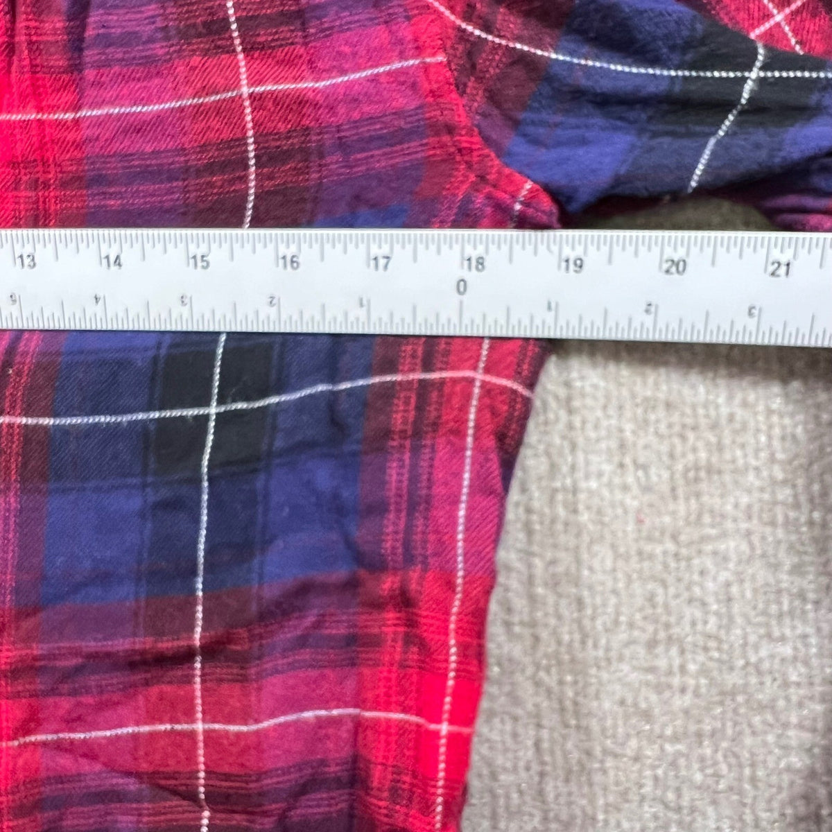 Cloth & Stone Plaid Button Down Long Sleeve Tunic Shirt Women's Size M Red Blue