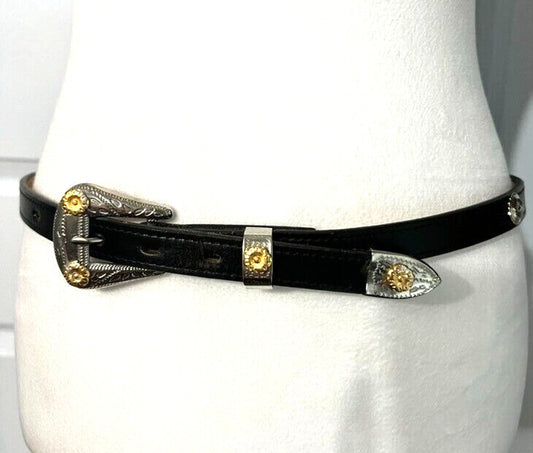 Brushy Creek Full Grain Cowhide Women's Belt Concho Black #4109 USA