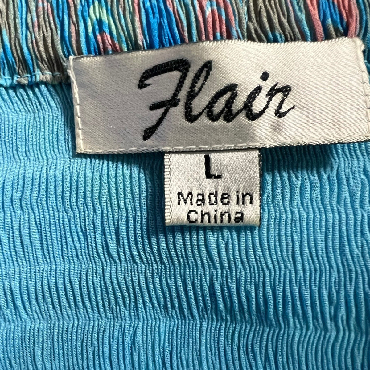 Flair Marbled Plisse Pleated Midi Skirt L Blue Pink Abstract Art To Wear Y2K