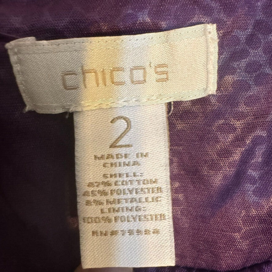 Chico's Sz 2 Purple Ruffled Short Rain Jacket