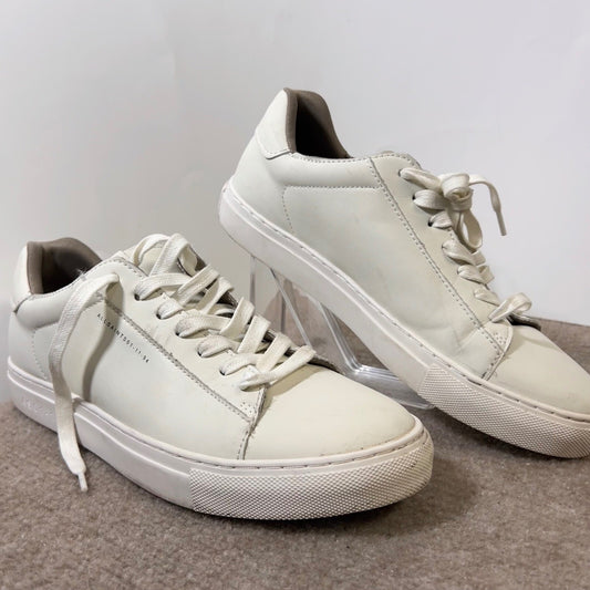 AllSaints Leather Sneakers Mens 8 White Low Top Minimalist Casual Shoes