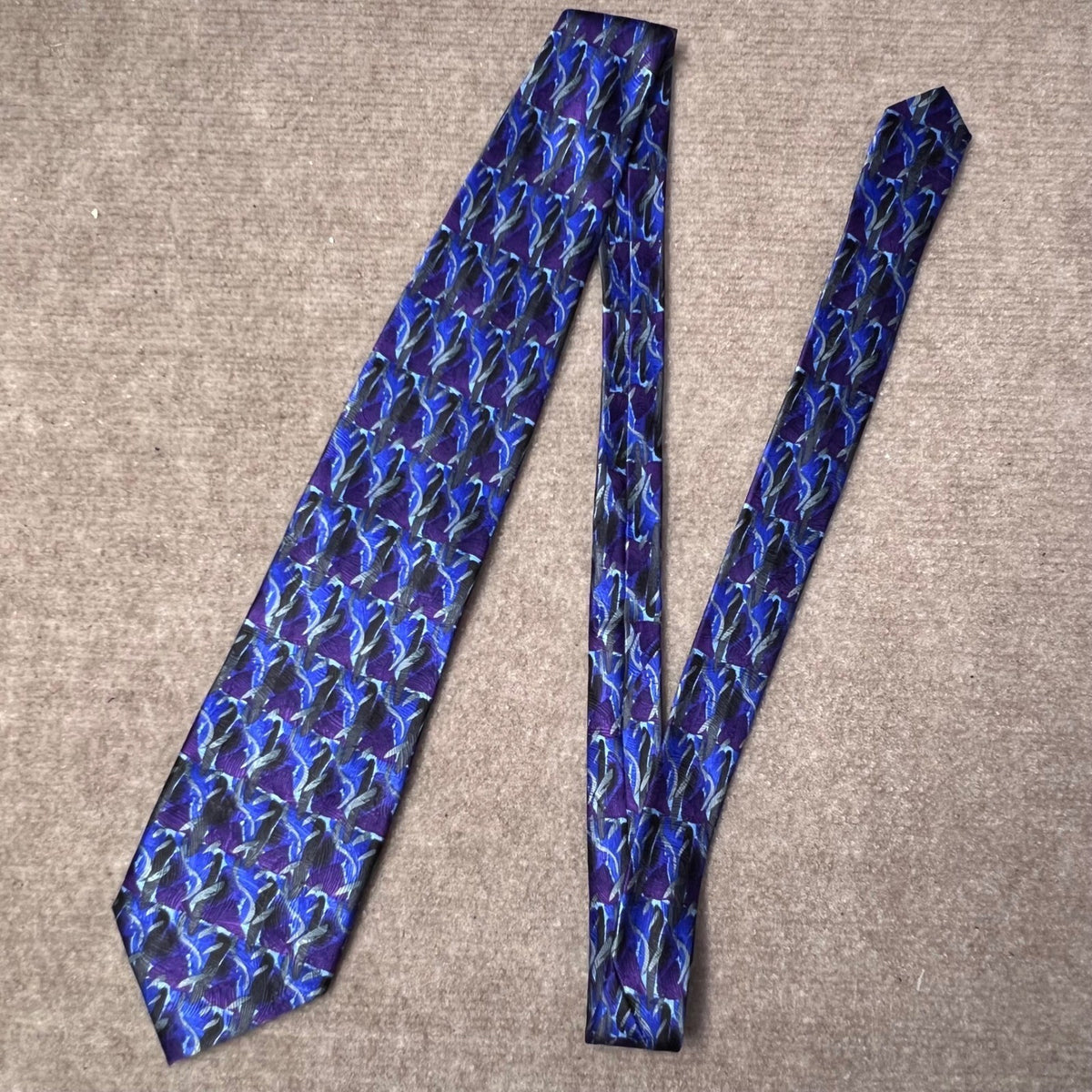 J. Garcia Silk Necktie Mens Blue Purple Abstract Jerry Garcia Designer Tie