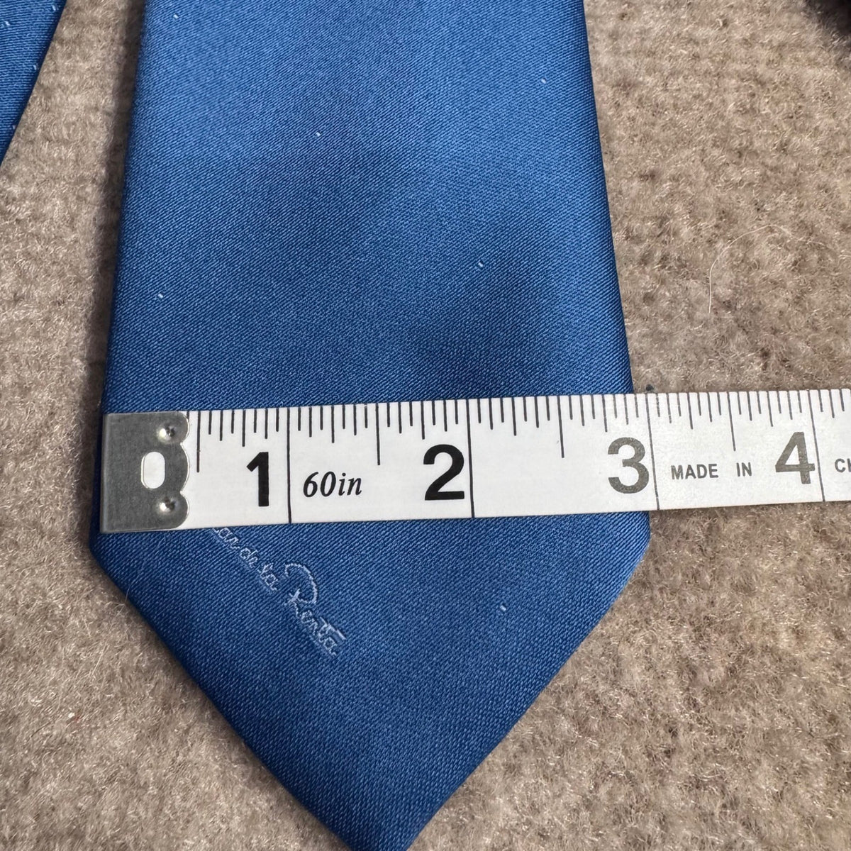 Oscar de la Renta Necktie Mens OS Blue Polka Dot Silk Designer Formal