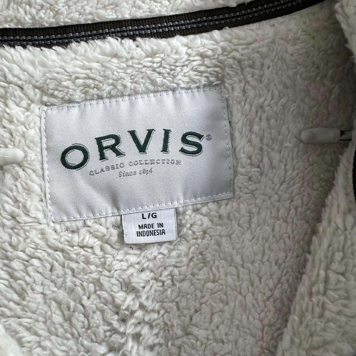 Orvis Mens Pullover Fleece Lined 1/4 Zip Brown Classic Collection Large L/G