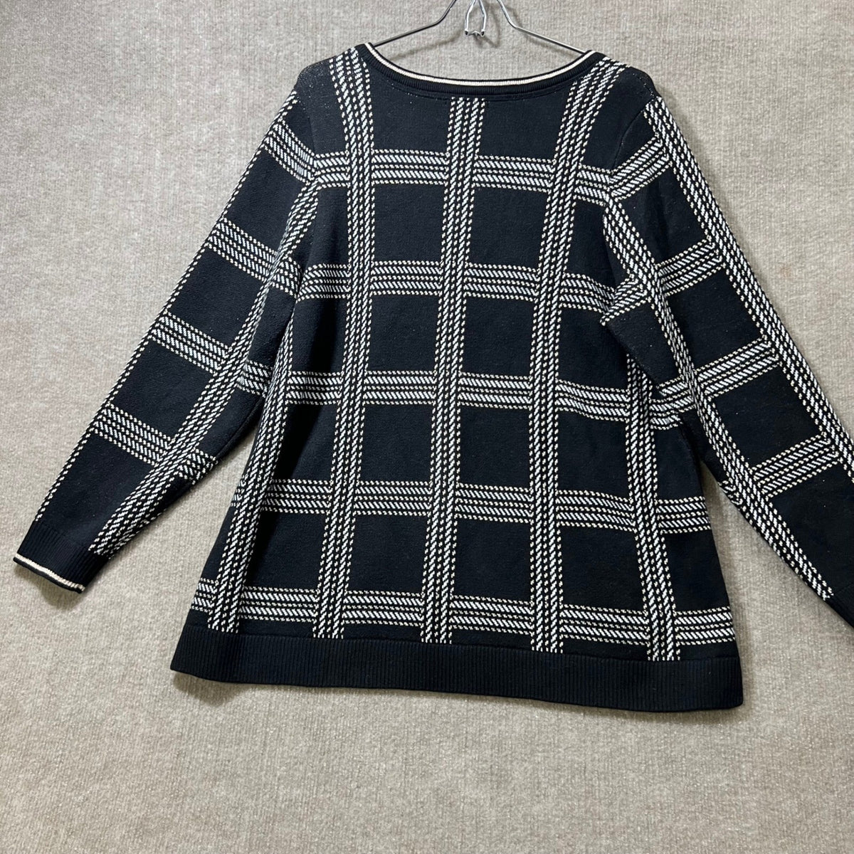 Charter Club Black Gold Silver Plaid Knit Sweater Women's Plus Size 2X