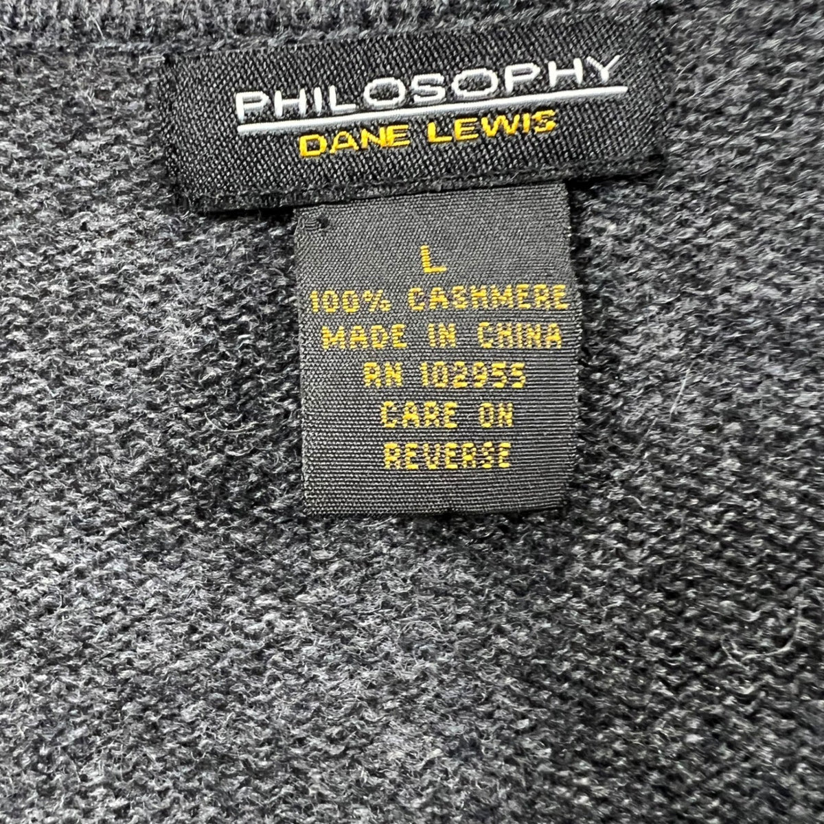 Philosophy Dane Lewis Gray 100% Cashmere Open Front Cardigan Sweater Women Lg