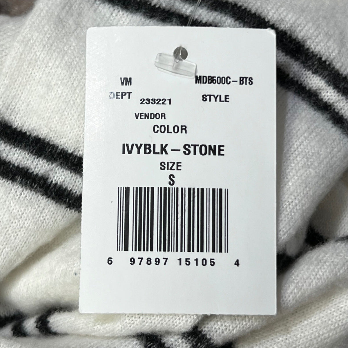 NWT Moa Moa Striped Dress Long Sleeve Mini Knit Ivory Black Colorblock Small