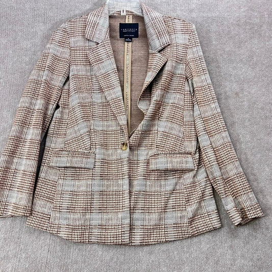 Sanctuary Plaid Blazer Brown Gray Career Casual Office Jacket Size M