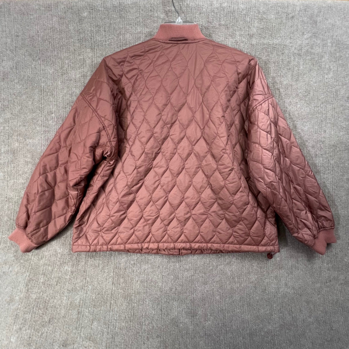 Joy Lab Quilted Bomber Jacket Womens L Mauve Pink Full Zip Padded Pockets