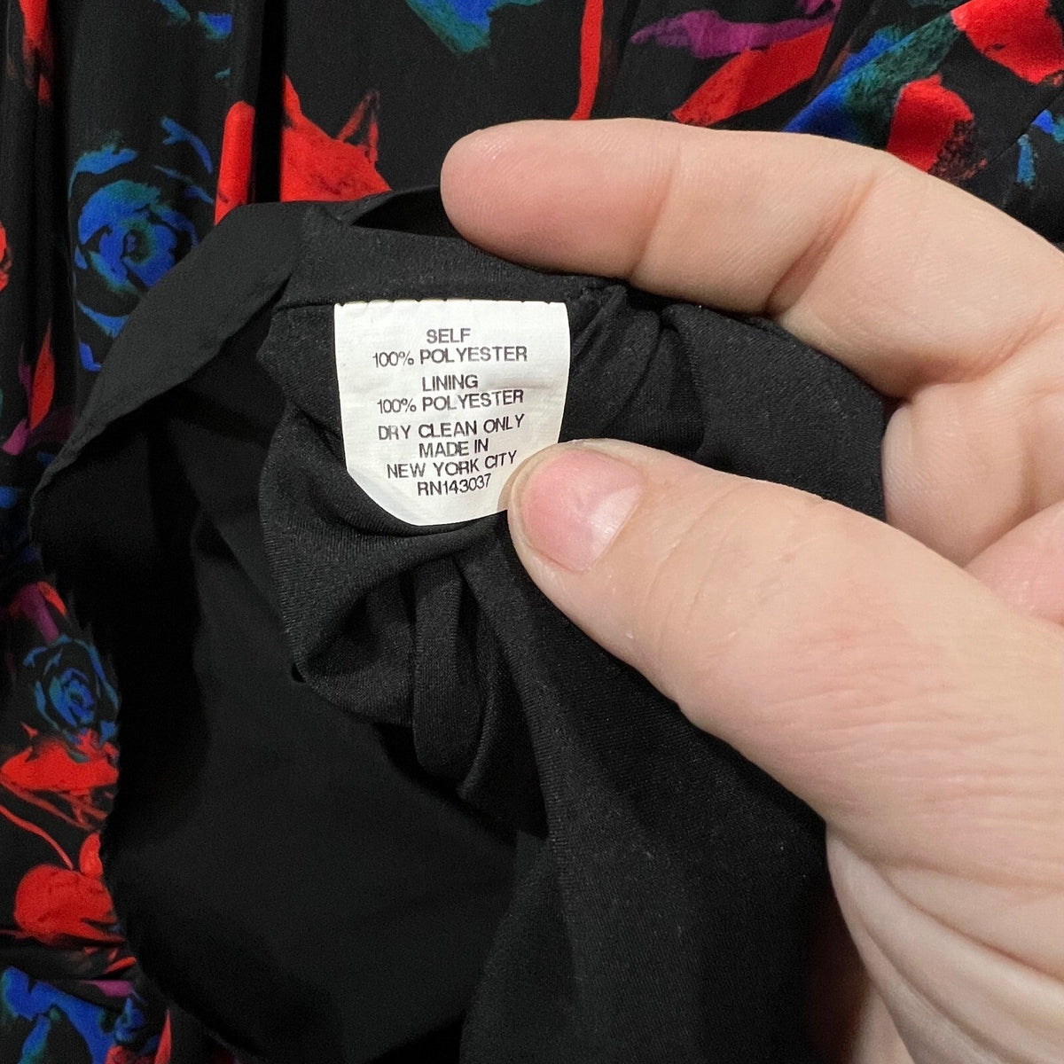 Hunter Bell New York Floral Print Black Blue Red Sleeveless Hi Low Dress Size 8