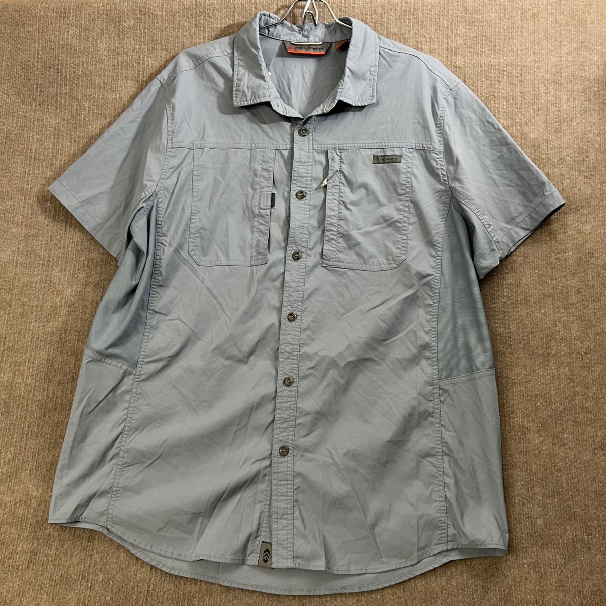 Free Country XL Mens Button Up Short Sleeve Fishing Shirt Blue Outdoors