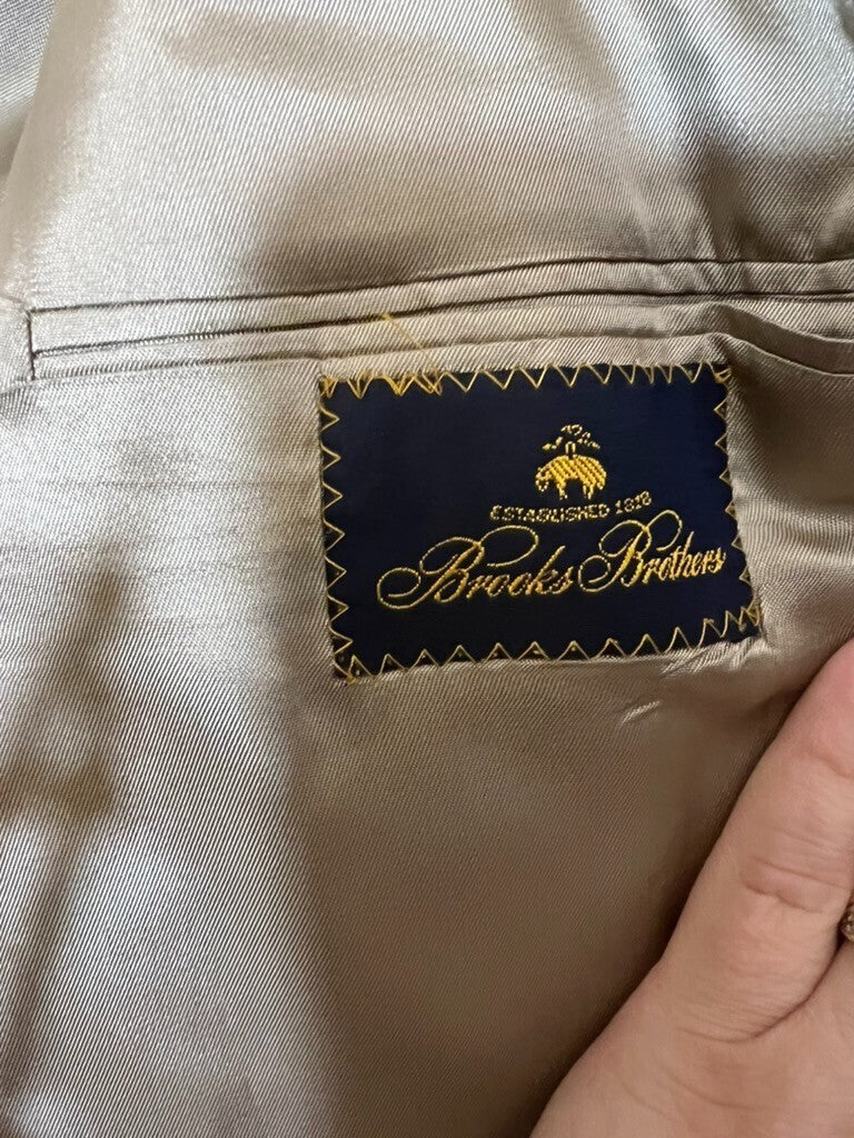 Brooks Brothers Tan Jacket Men 44L Single Vent Light Weight Sport Coat