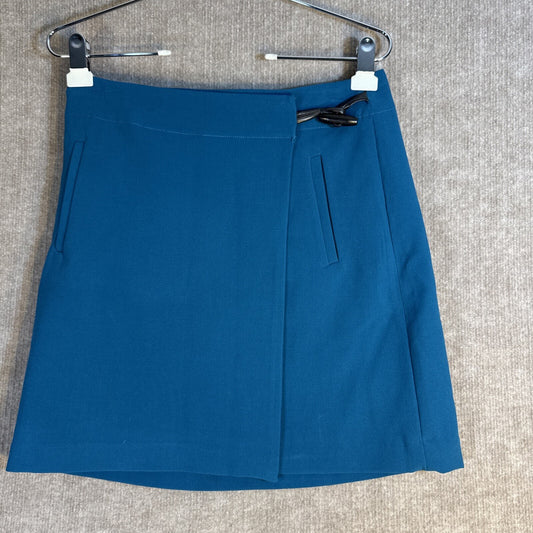 NWT Tommy Hilfiger Teal Winter Jade $69 Wrap Short Skirt Size-4